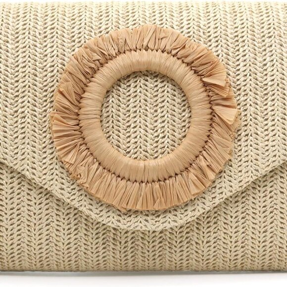 Straw Clutch Purse Women Summer Beach Envelope Bag Crossbody Handbag - Picture 1 of 7
